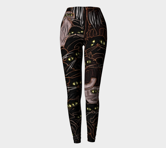 Black Cats Yellow Eyes Leggings