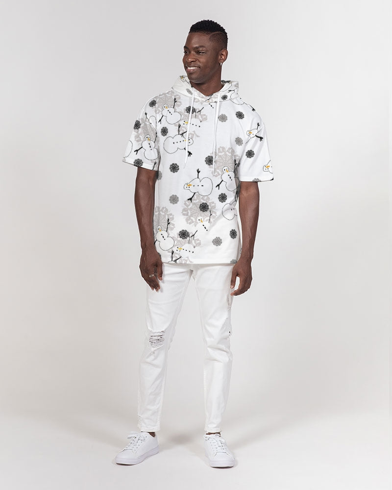 Snowman Pattern Men's Premium Heavyweight Short Sleeve Hoodie