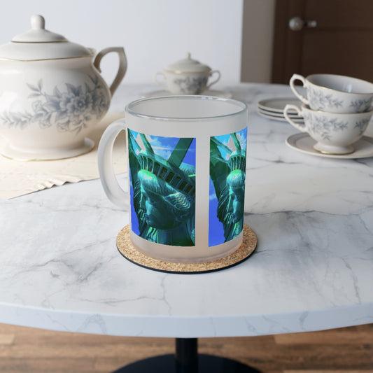 Statue Of Liberty Head In The Sun Frosted Glass Mug