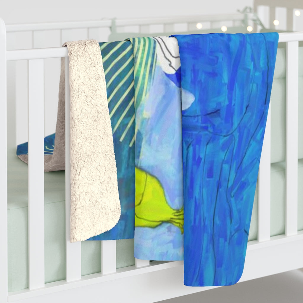 Jumping Fishies Sherpa Fleece Blanket