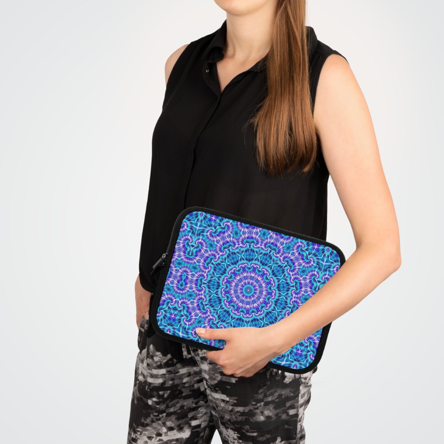 Blue and Purple Tie Dye Kaleidoscope Laptop Sleeve