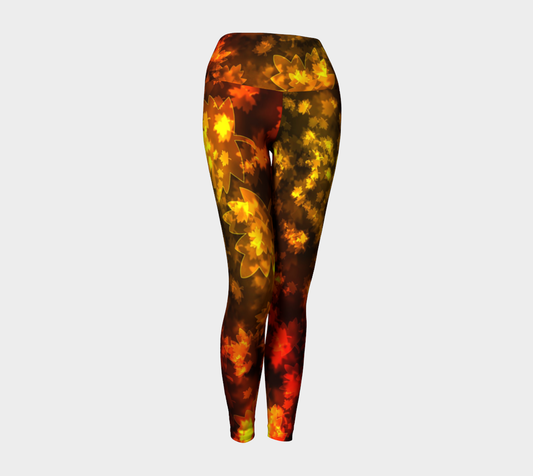 Fall Leaves Bokeh Light Yoga Leggings