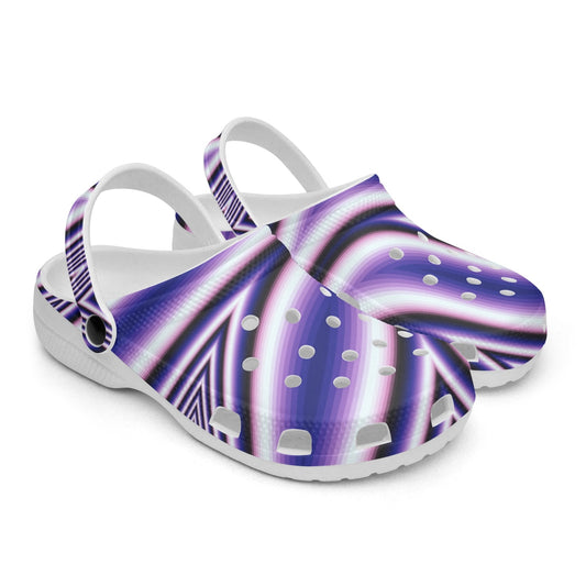 Blue Fractal Flower Kaleidoscope 413. All Over Printed Clogs