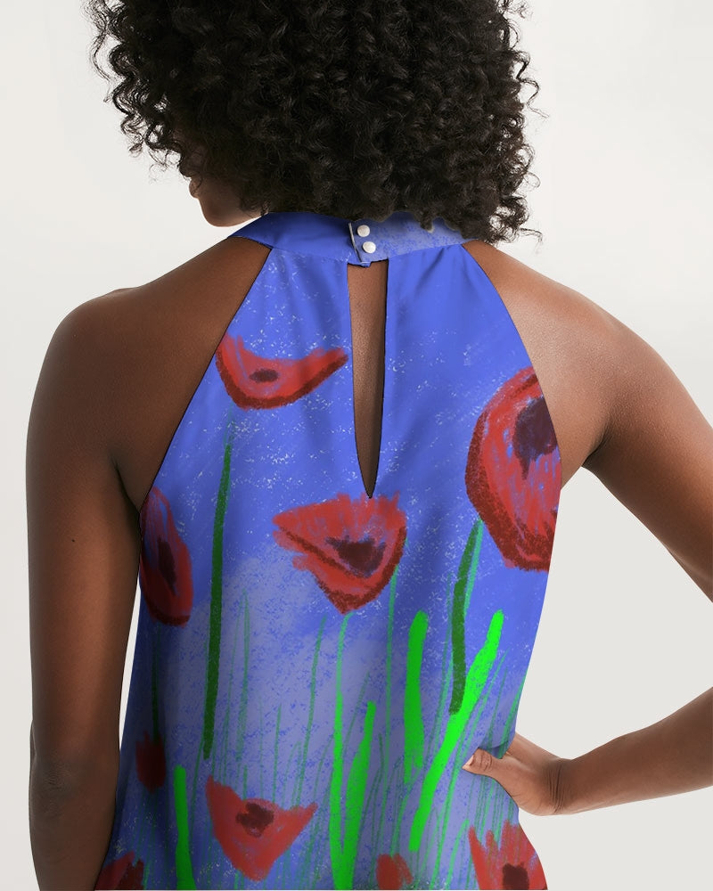 Field Of Poppies Women's Halter Dress