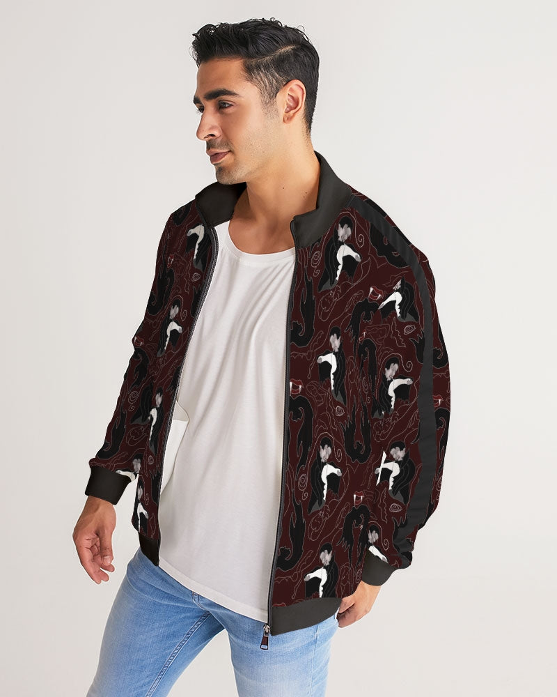 Vampire Pattern Men's Stripe-Sleeve Track Jacket