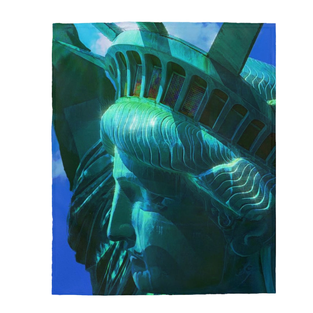 Statue Of liberty Head In The Sun Velveteen Plush Blanket