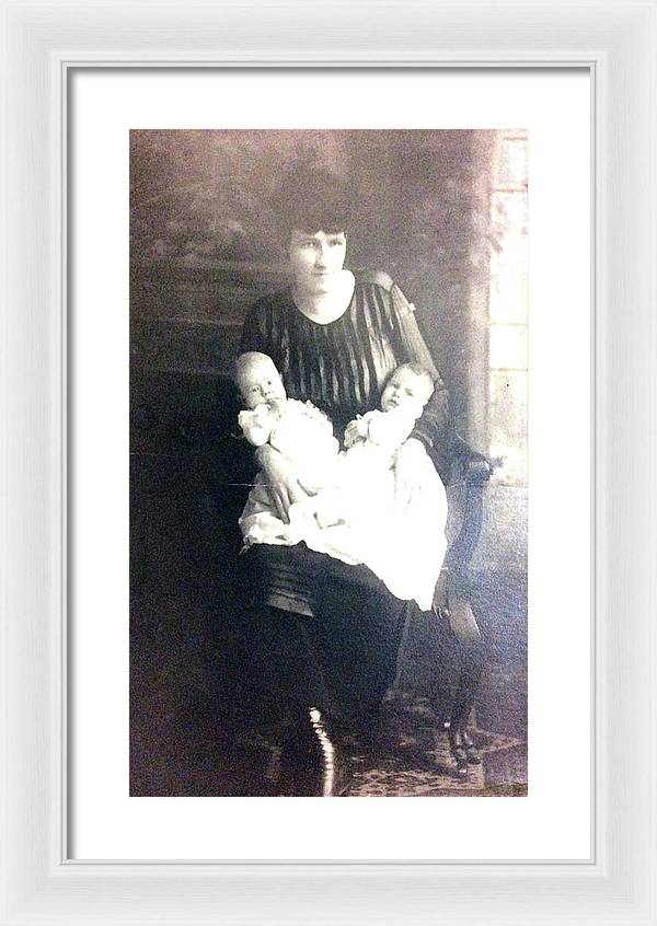 Early 1900s Mother and Twins - Framed Print