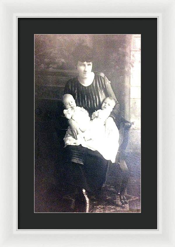 Early 1900s Mother and Twins - Framed Print