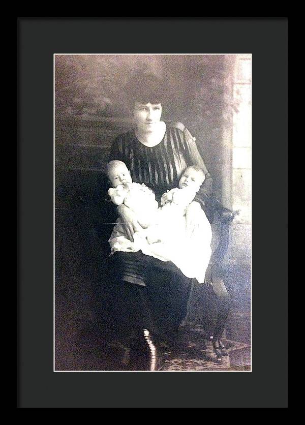 Early 1900s Mother and Twins - Framed Print