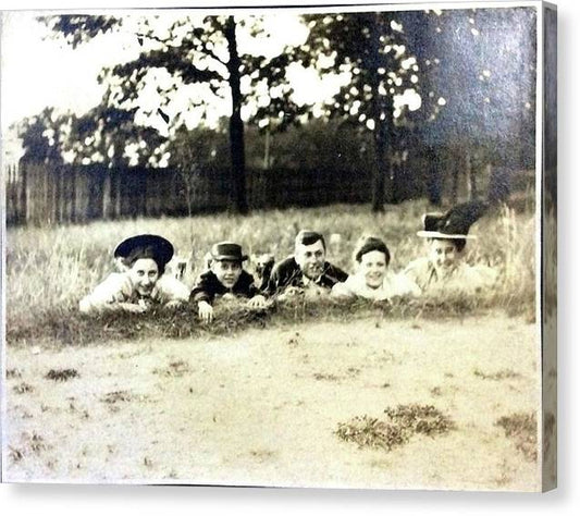 Early 1900s Women In Hats Lay On The Grass - Canvas Print