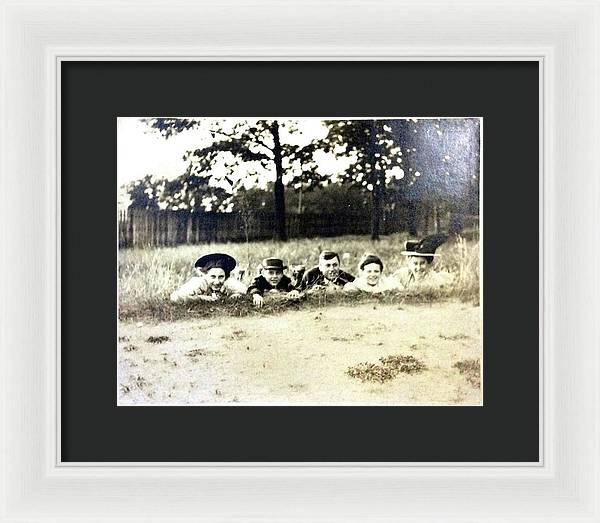 Early 1900s Women In Hats Lay On The Grass - Framed Print