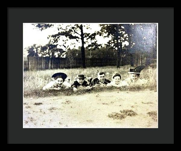 Early 1900s Women In Hats Lay On The Grass - Framed Print
