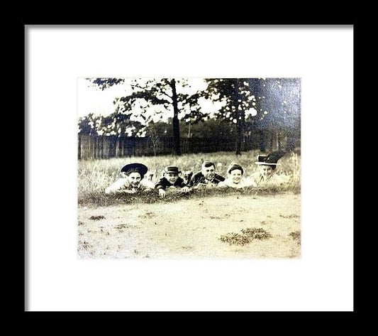 Early 1900s Women In Hats Lay On The Grass - Framed Print