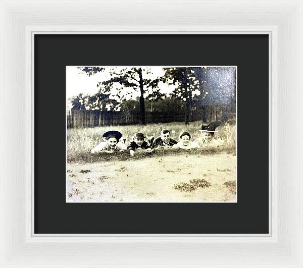 Early 1900s Women In Hats Lay On The Grass - Framed Print