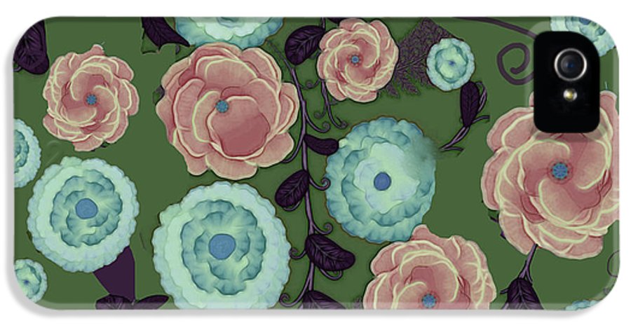 Earthy Peach and Turquoise Flower Pattern - Phone Case