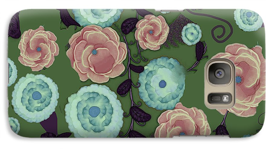 Earthy Peach and Turquoise Flower Pattern - Phone Case