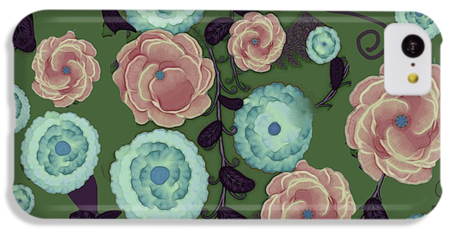Earthy Peach and Turquoise Flower Pattern - Phone Case