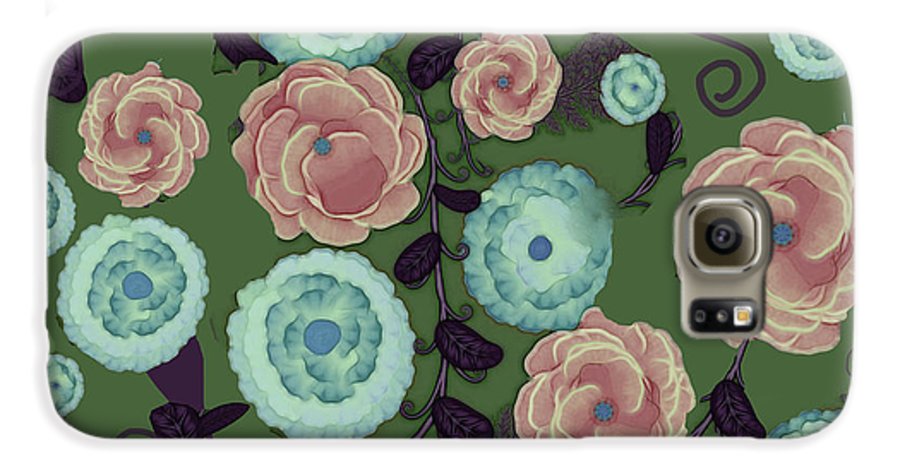 Earthy Peach and Turquoise Flower Pattern - Phone Case