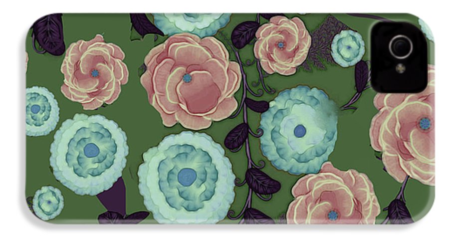 Earthy Peach and Turquoise Flower Pattern - Phone Case