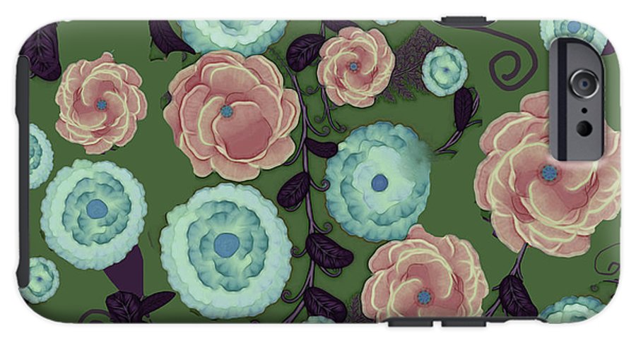 Earthy Peach and Turquoise Flower Pattern - Phone Case