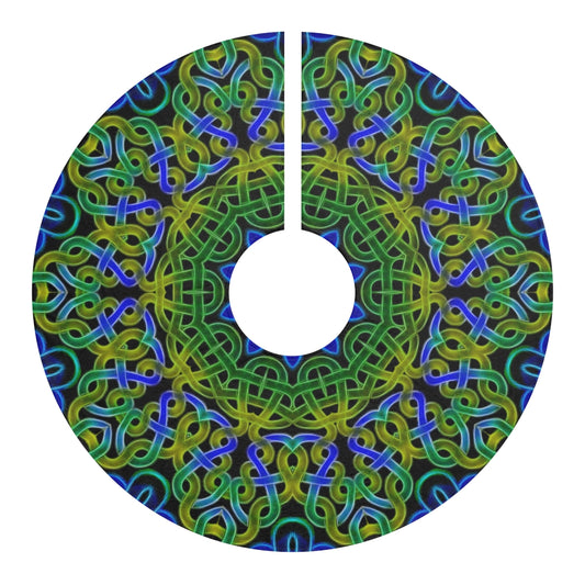 Blue Green Celtic Knot Kaleidoscope Christmas Tree Skirts