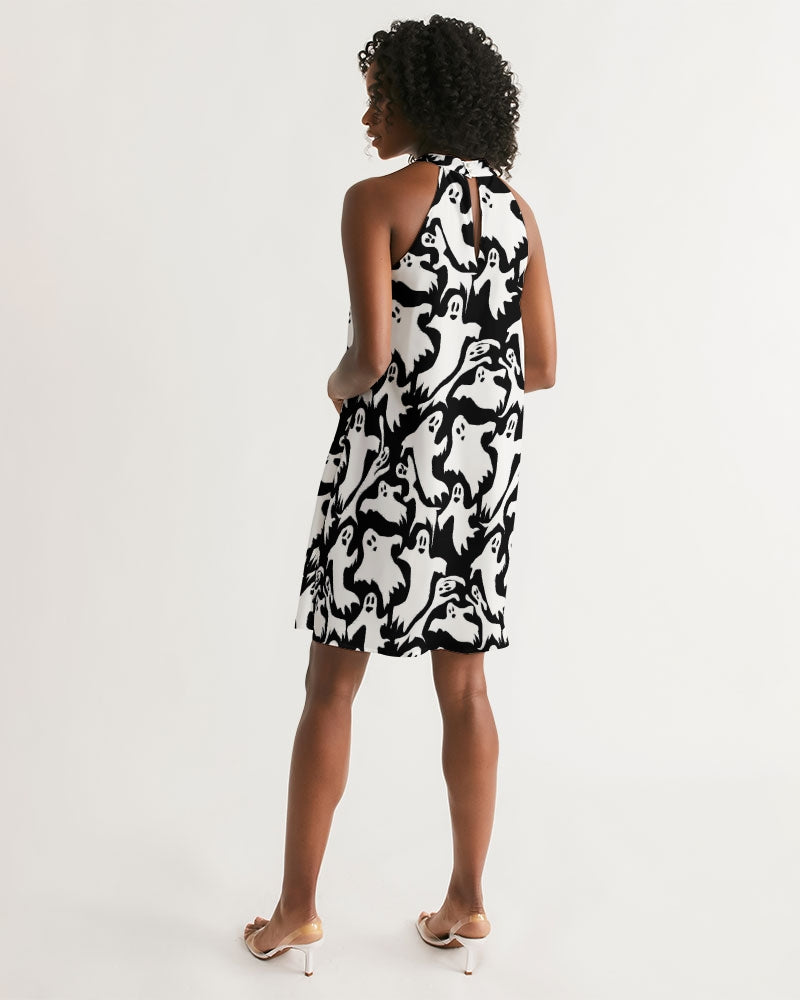 Ghosts Pattern Women's Halter Dress
