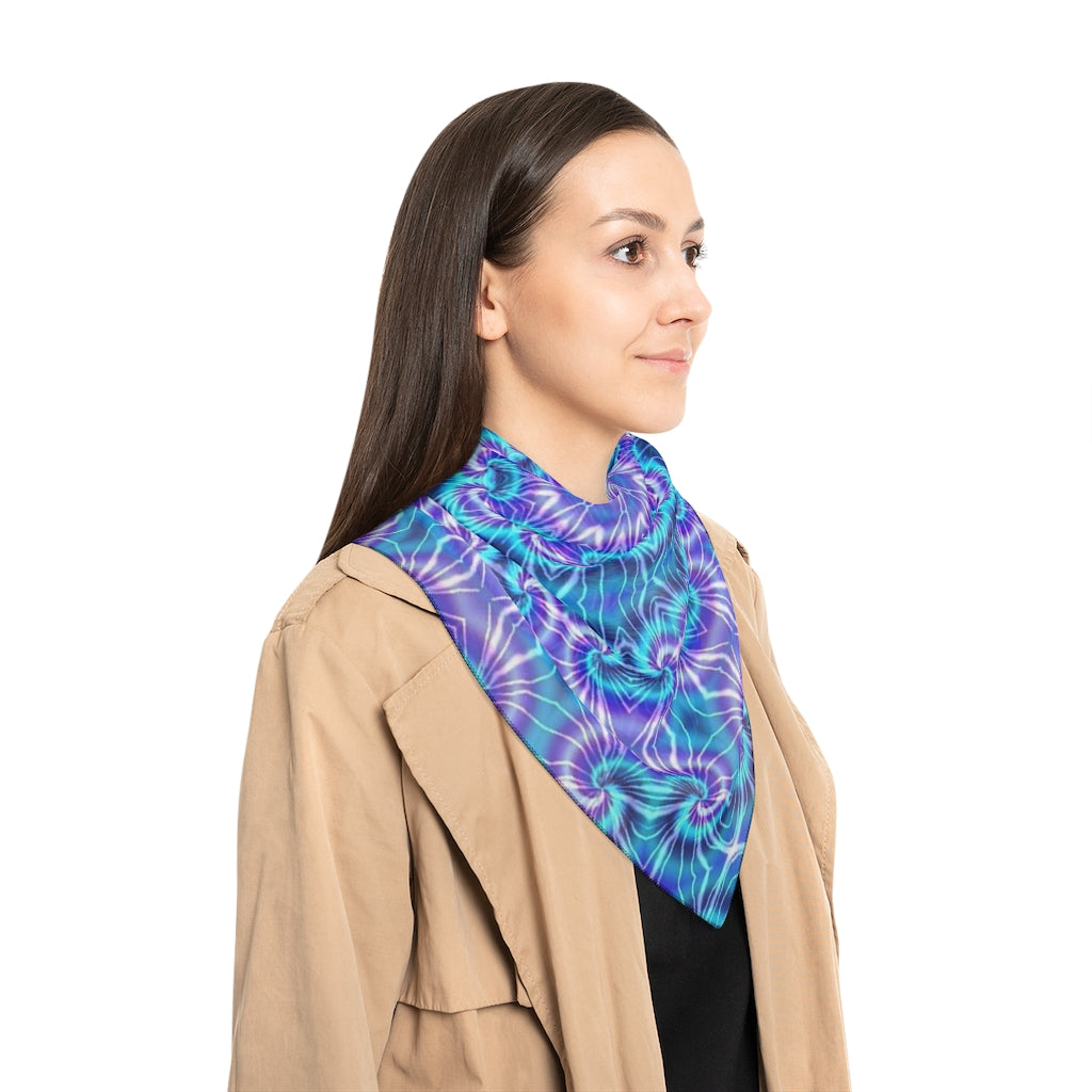 Blue and Purple Tie Dye Kaleidoscope Poly Scarf