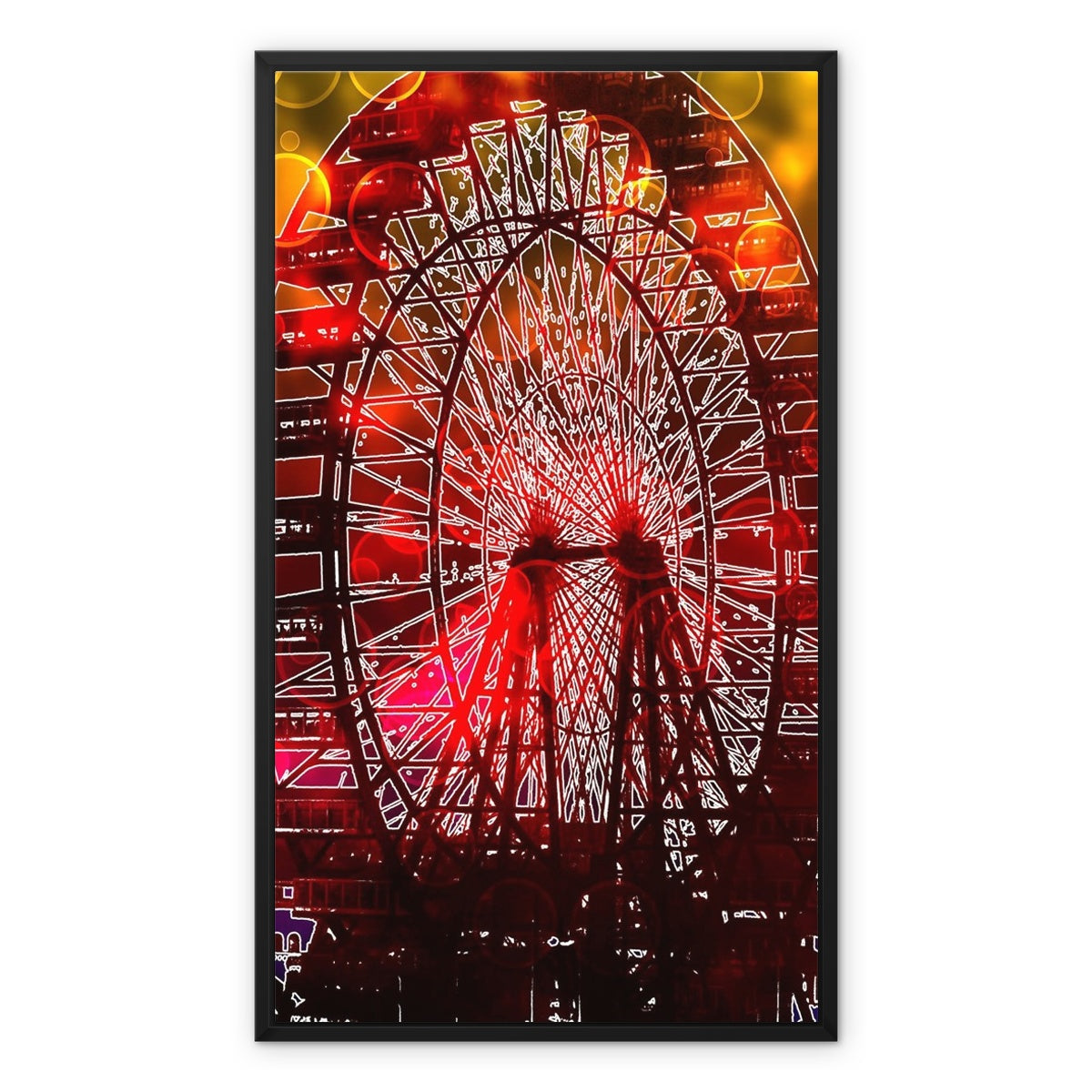 Bokeh Light Ferris Wheel Framed Canvas