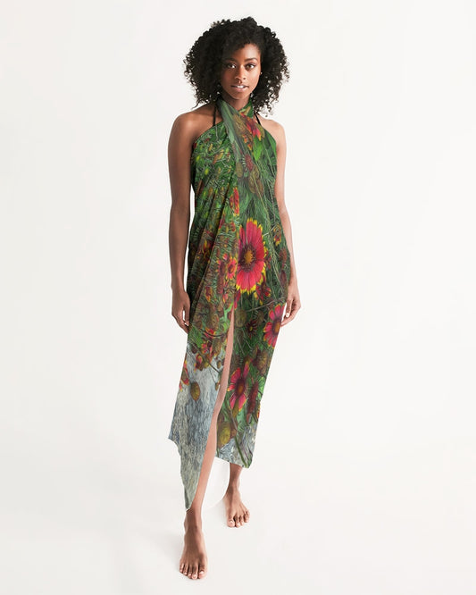 Orange Flower Garden Swim Cover Up