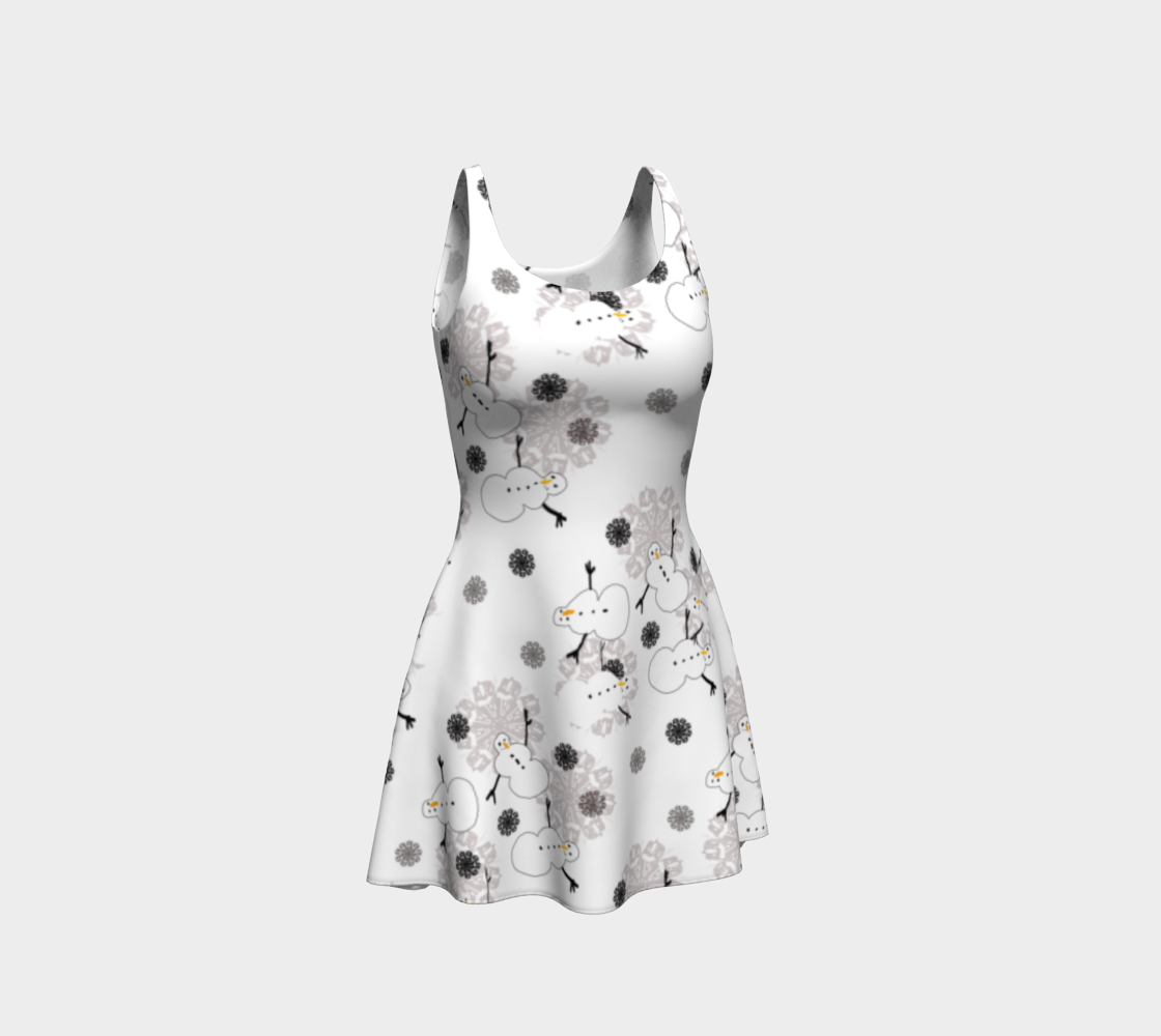 Snowman Pattern Flare Dress
