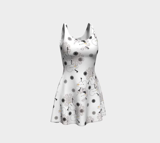 Snowman Pattern Flare Dress