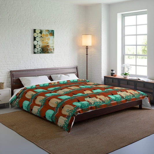 Blue Green Pumpkins Comforter