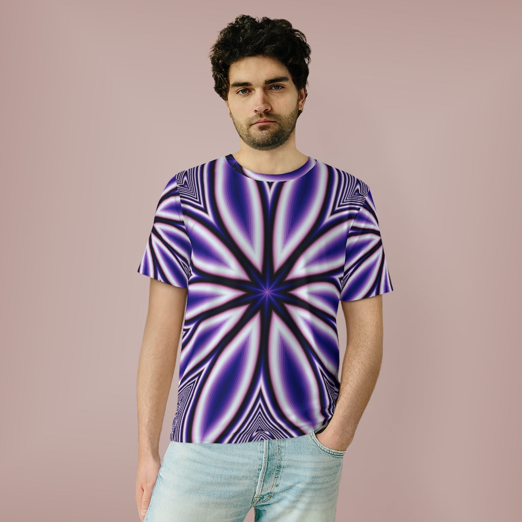 Blue Fractal Flower Kaleidoscope Unisex AOP Cut & Sew T-Shirt