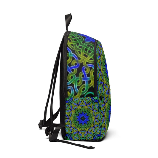 Blue Green Celtic Kaleidoscope Unisex Fabric Backpack