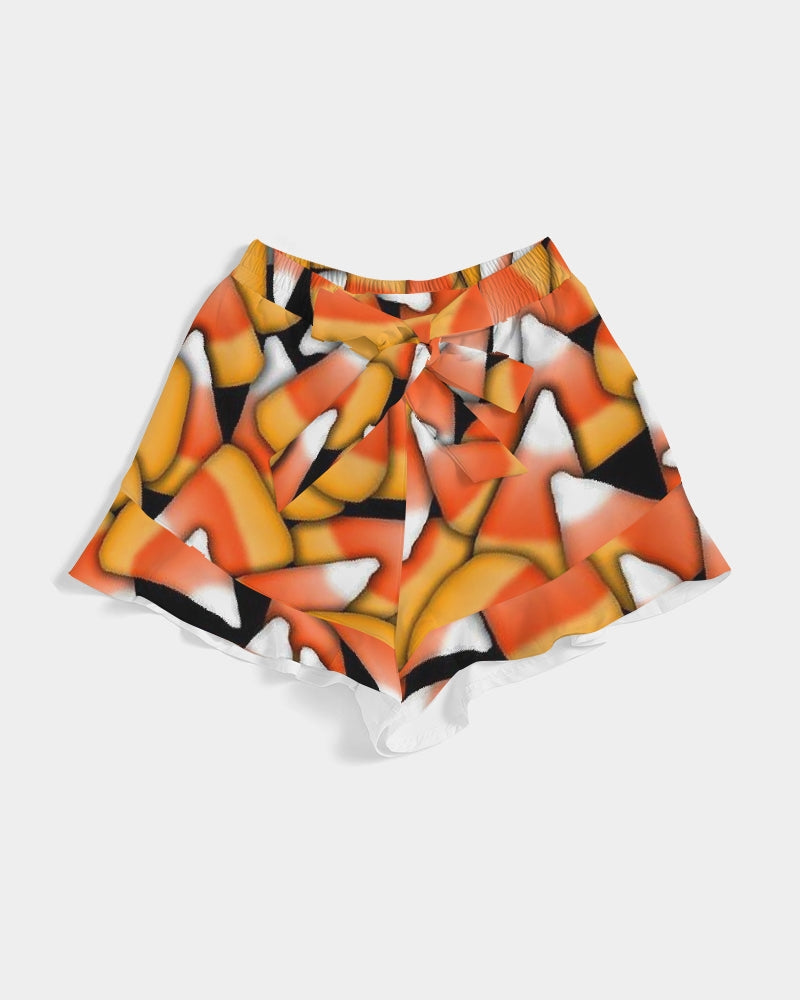 Candy Corn Pattern Women's Ruffle Shorts
