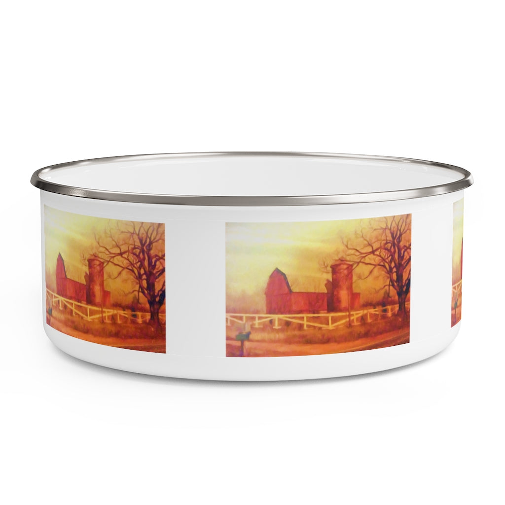 Barn Painting Enamel Bowl