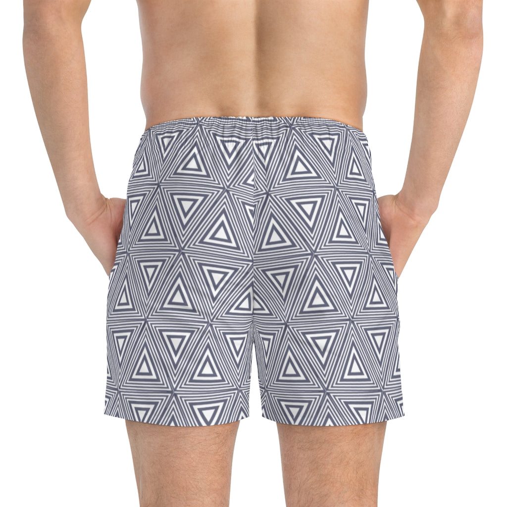 Gray Triangles Swim Trunks