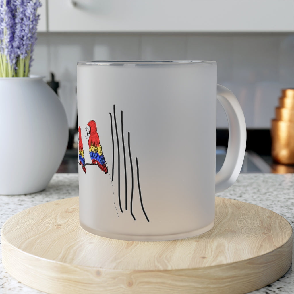 Parrots On The Tree Frosted Glass Mug
