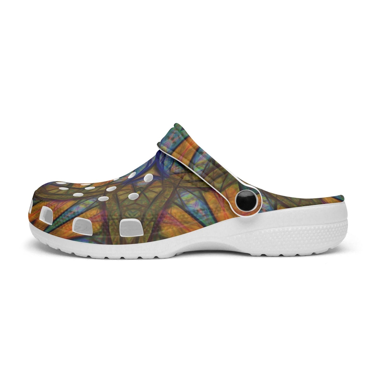 Blue Orange Sketch Kaleidoscope 413. All Over Printed Clogs