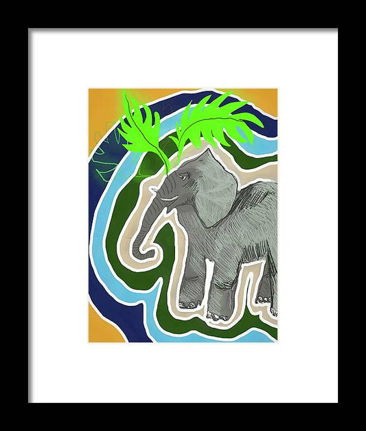 Elephant Sandy Blue - Framed Print