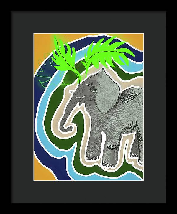 Elephant Sandy Blue - Framed Print