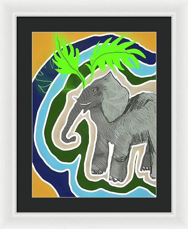 Elephant Sandy Blue - Framed Print