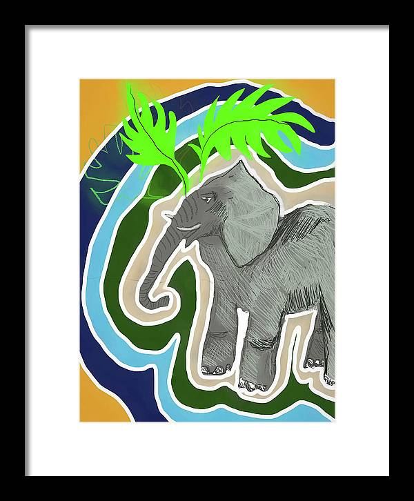 Elephant Sandy Blue - Framed Print