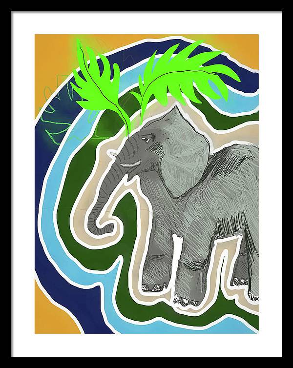 Elephant Sandy Blue - Framed Print