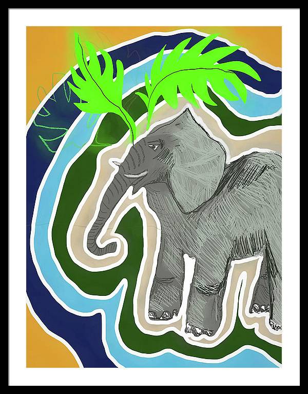 Elephant Sandy Blue - Framed Print