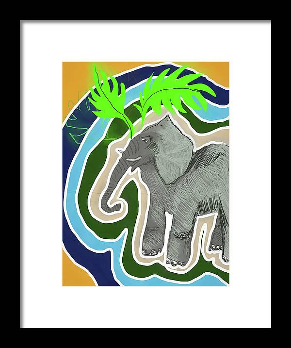 Elephant Sandy Blue - Framed Print