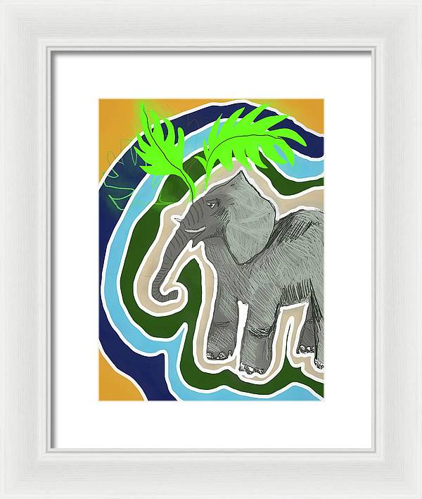 Elephant Sandy Blue - Framed Print