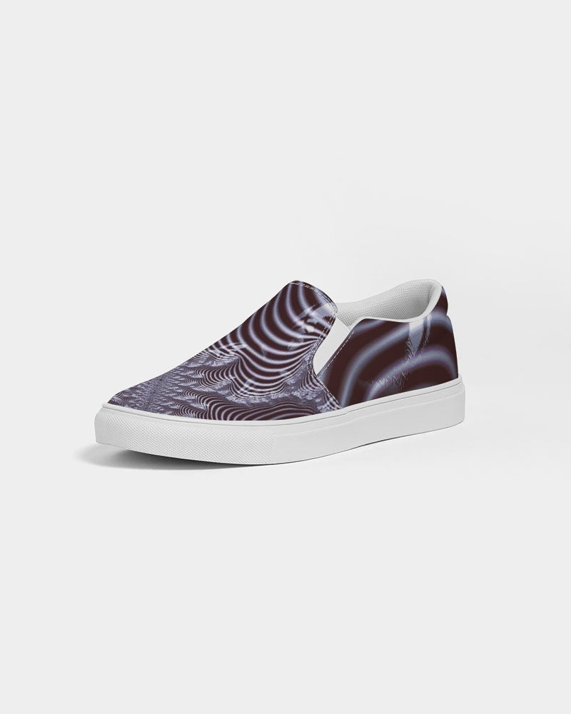 Black and White Spiral Fractal Women's Slip-On Canvas Shoe