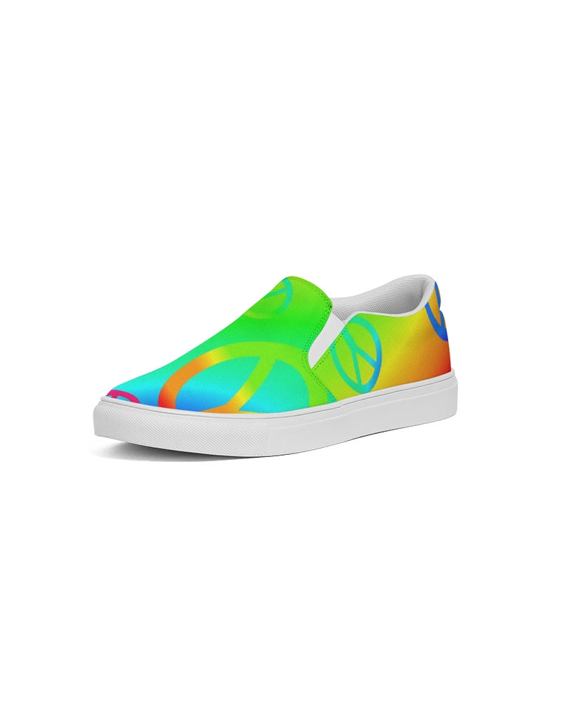 Rainbow Peace Signs Women's Slip-On Canvas Shoe