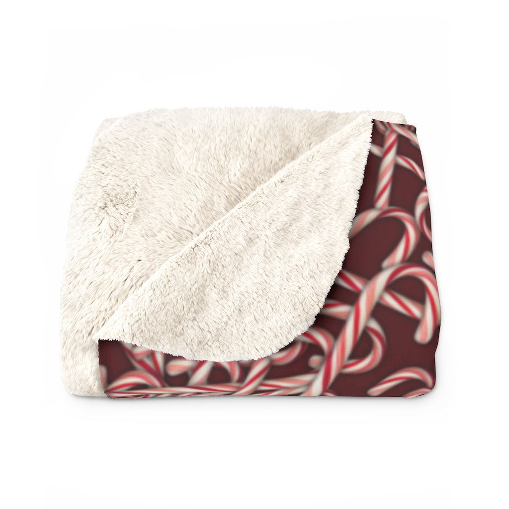 Candy Cane Pattern Sherpa Fleece Blanket